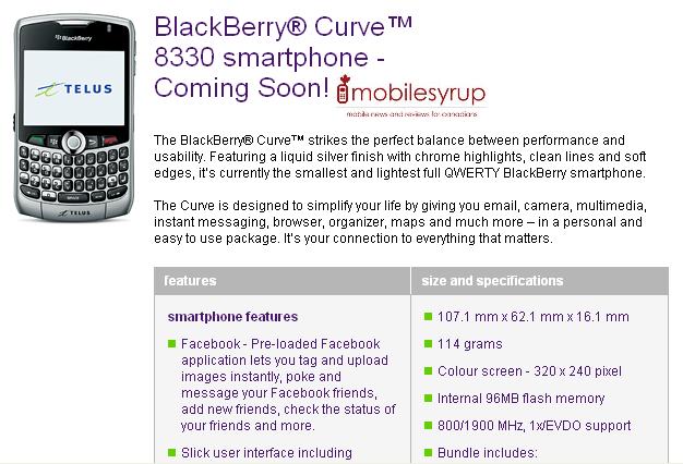 CDMA BlackBerry Curve 8330 2011