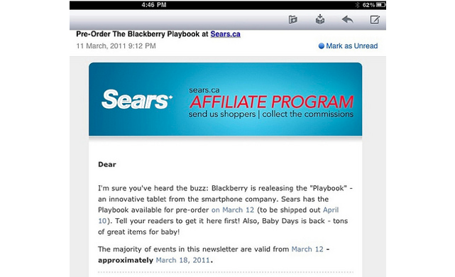 blackberry playbook release date canada. “Sears has the PlayBook… to be
