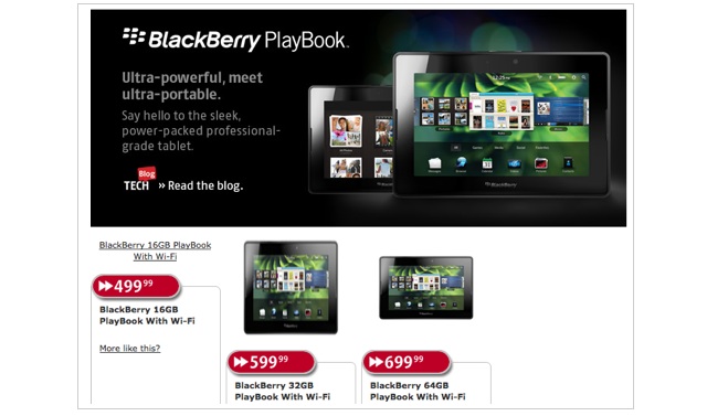 blackberry playbook tablet release date. BlackBerry PlayBook priced at