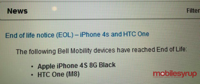 htc one m8 bell eol
