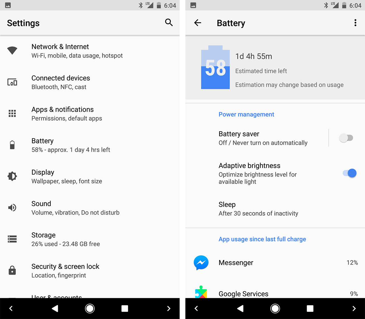 settings app - android o features