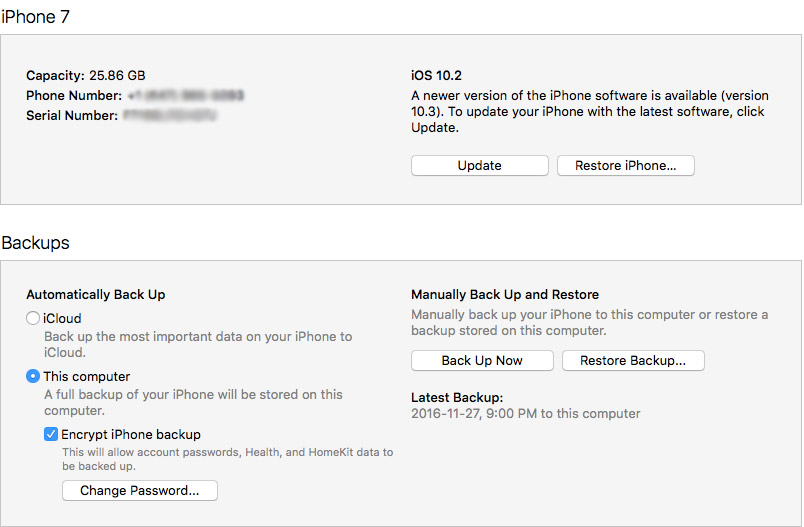 Screenshot of iCloud backup restore