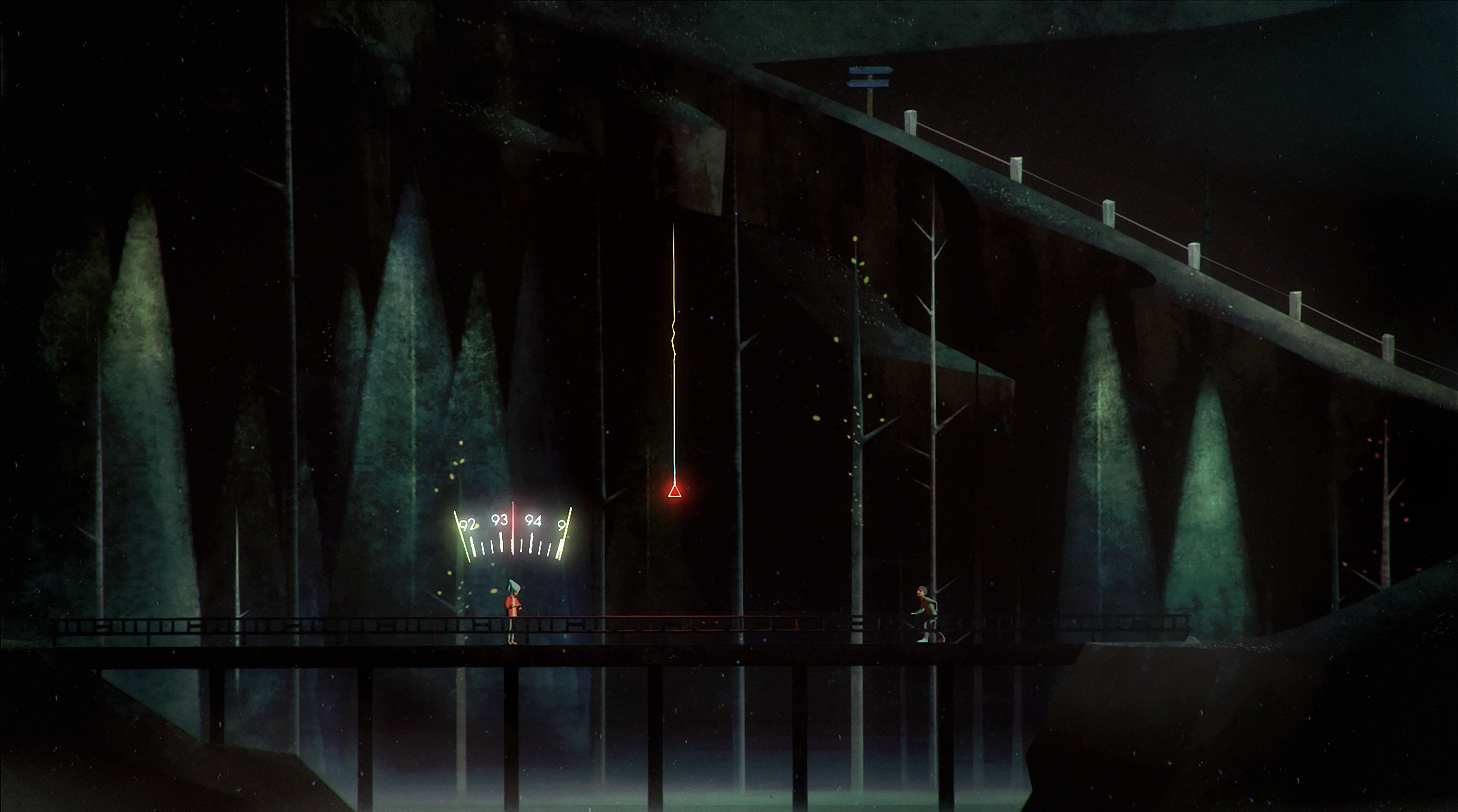 Oxenfree screenshot showing Alex using the game's radio