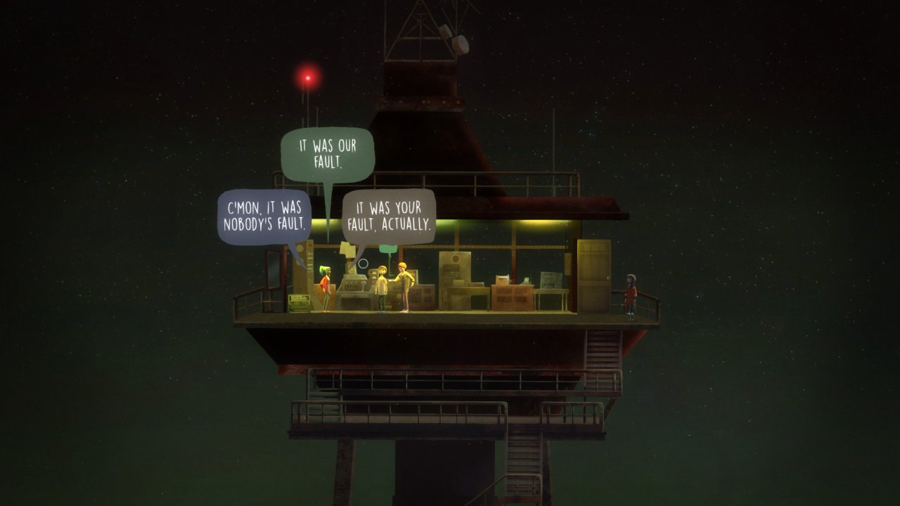 Oxenfree screenshot showing the game's dialogue system