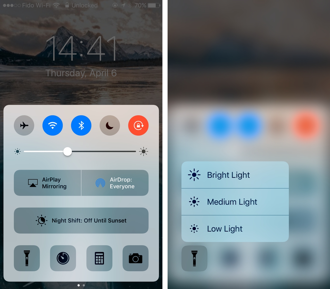 Control Center with 3D Touch 
