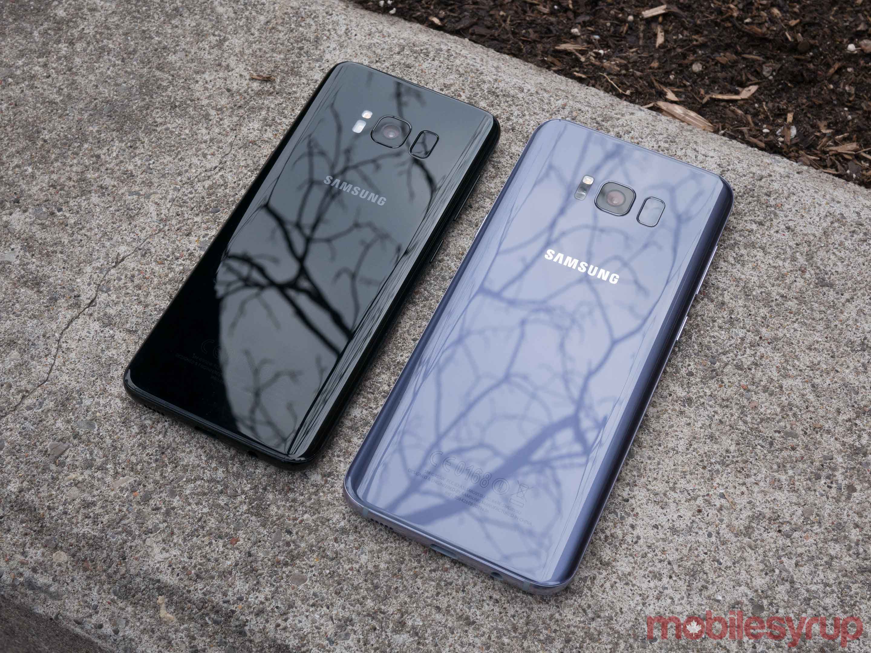 Galaxy S8 and S8+ on street curb