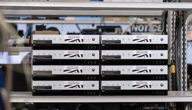 Project Scorpio development kits stacked