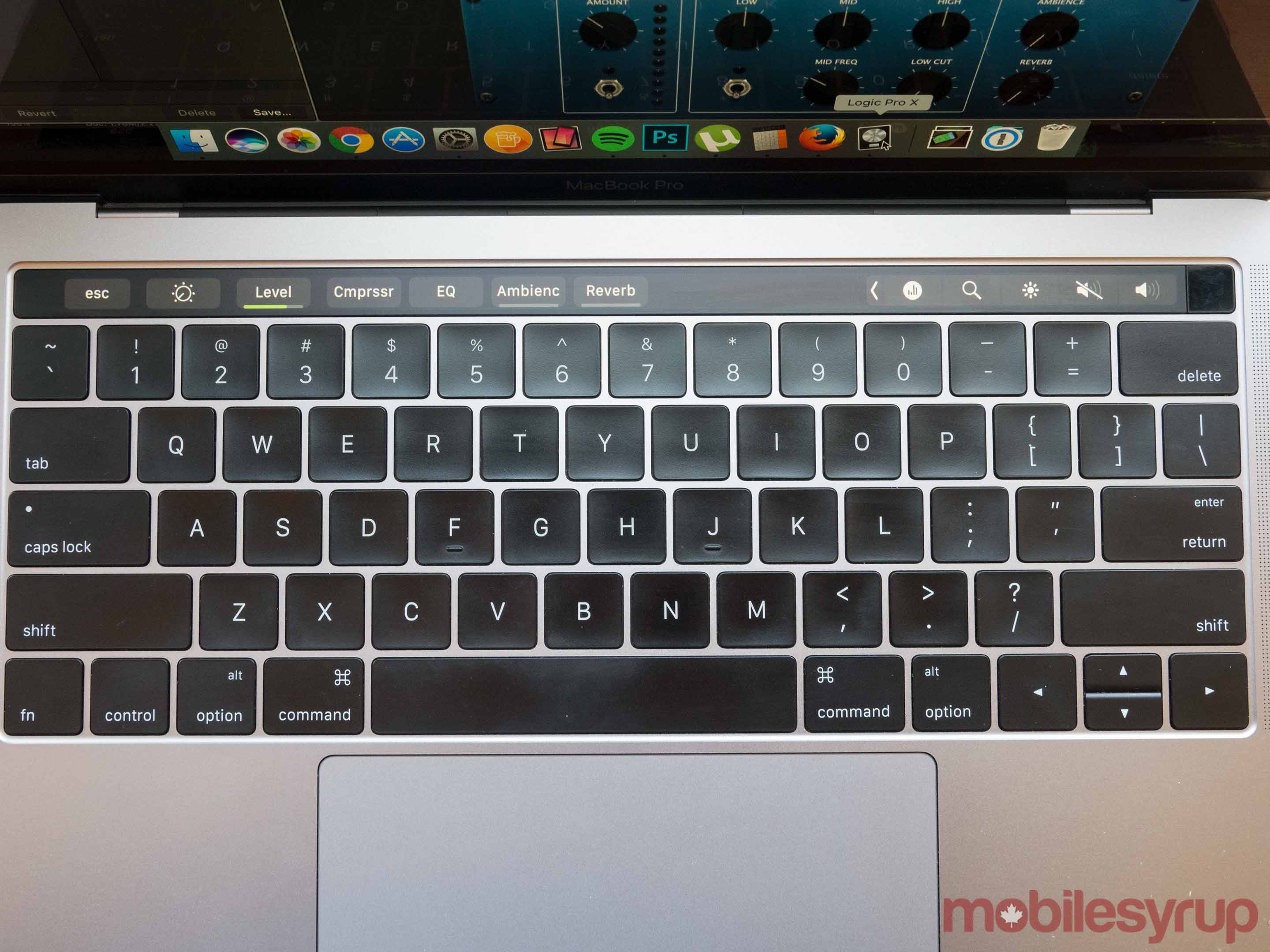 MacBook Pro keyboard with touch bar