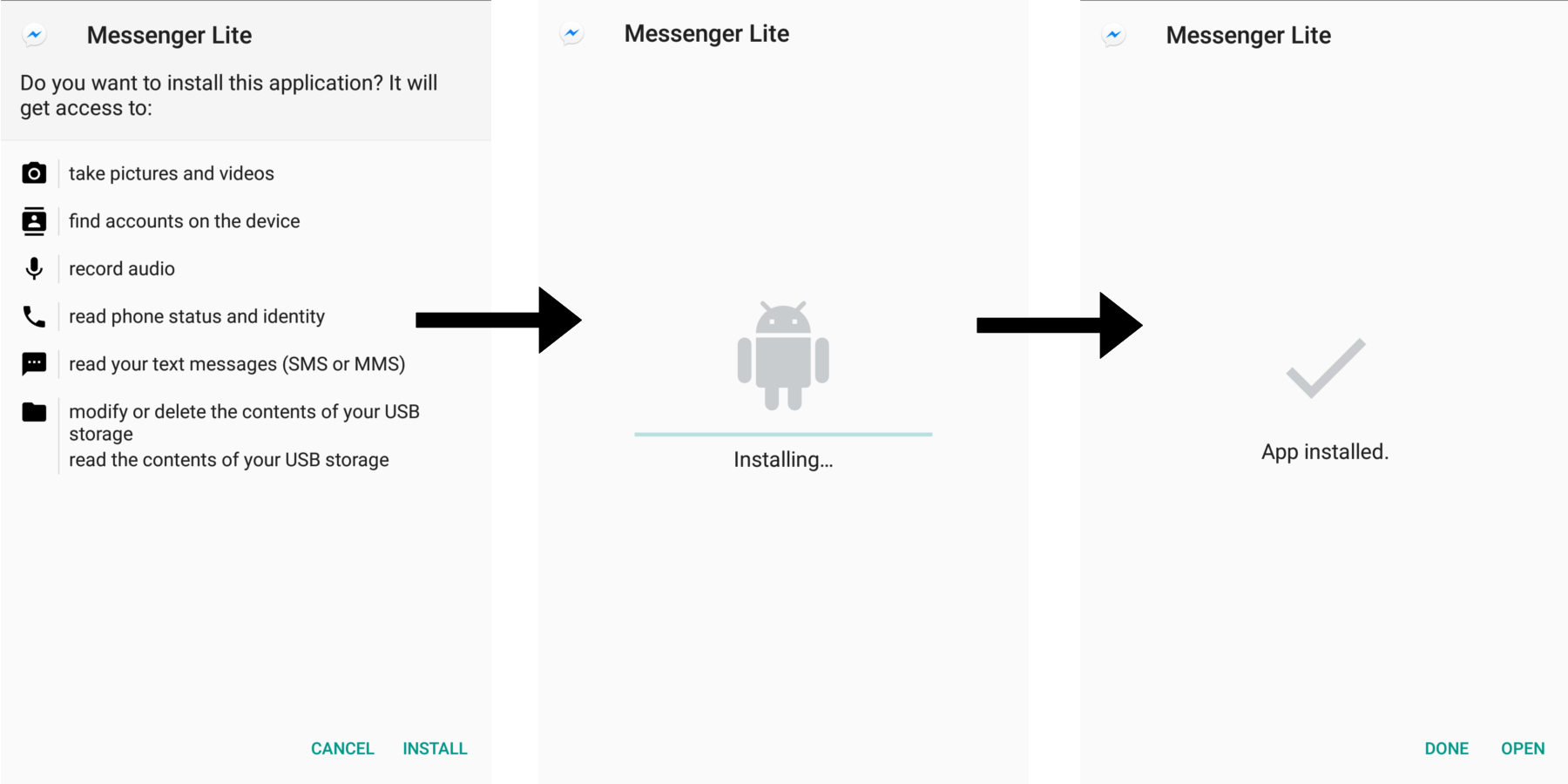 An image showing how to install Messenger Lite on Android