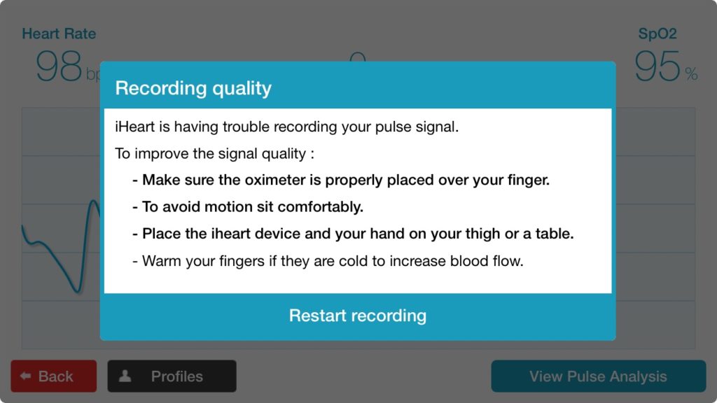 An image showing the iHeart app instructions to properly wear the device