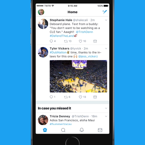 A gif that highlights the new design features coming to Twitter's iOS app