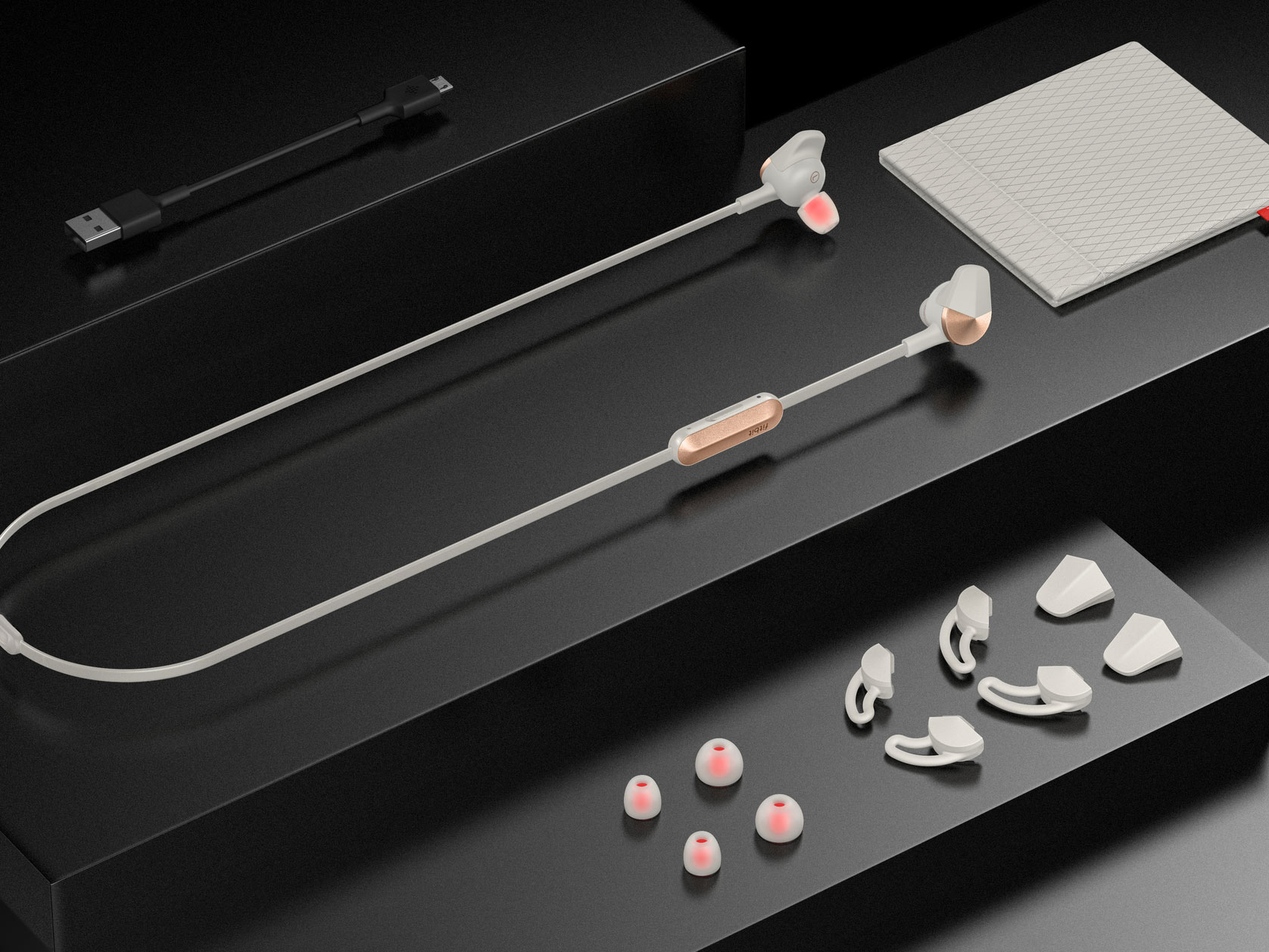 Fitbit Flyer headphones in Lunar Gray