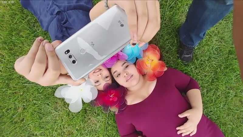 An image showing the LG V30 held by someone, the image shows the rear of the phone