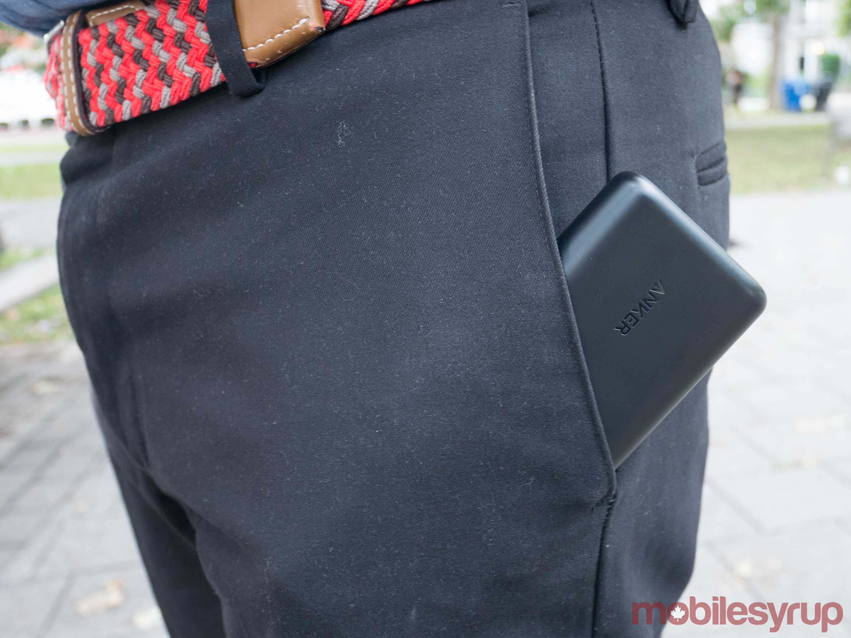 The Anker PowerCore in a pocket