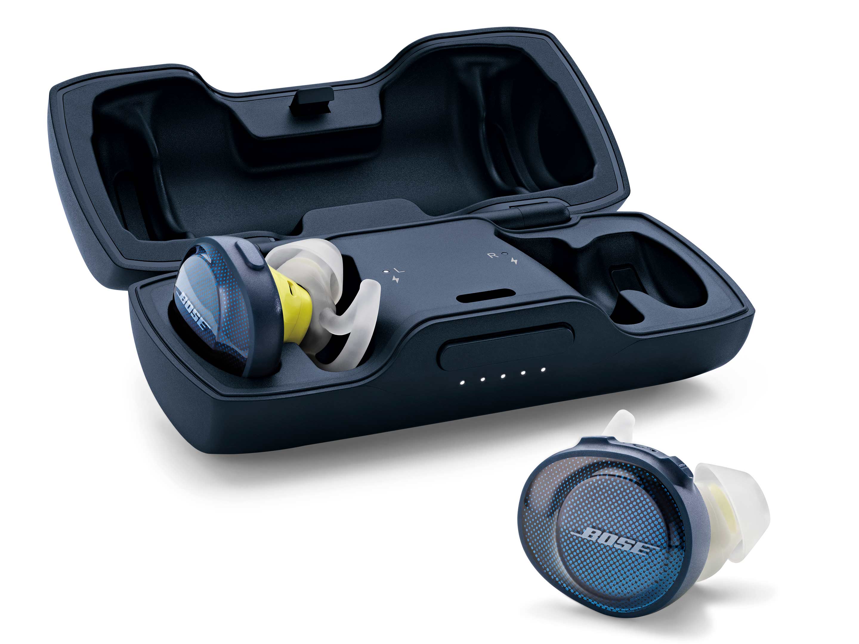 The charging case that comes with the new Bose SoundSport Free headphones