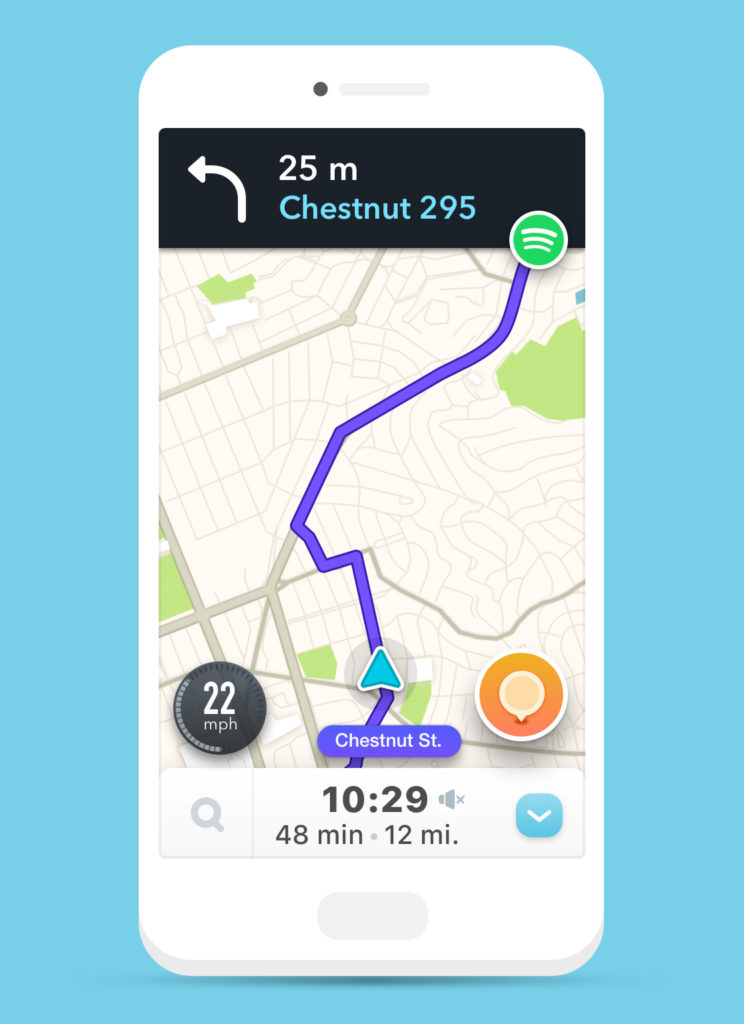 Screenshot of Spotify's playback controls within Waze
