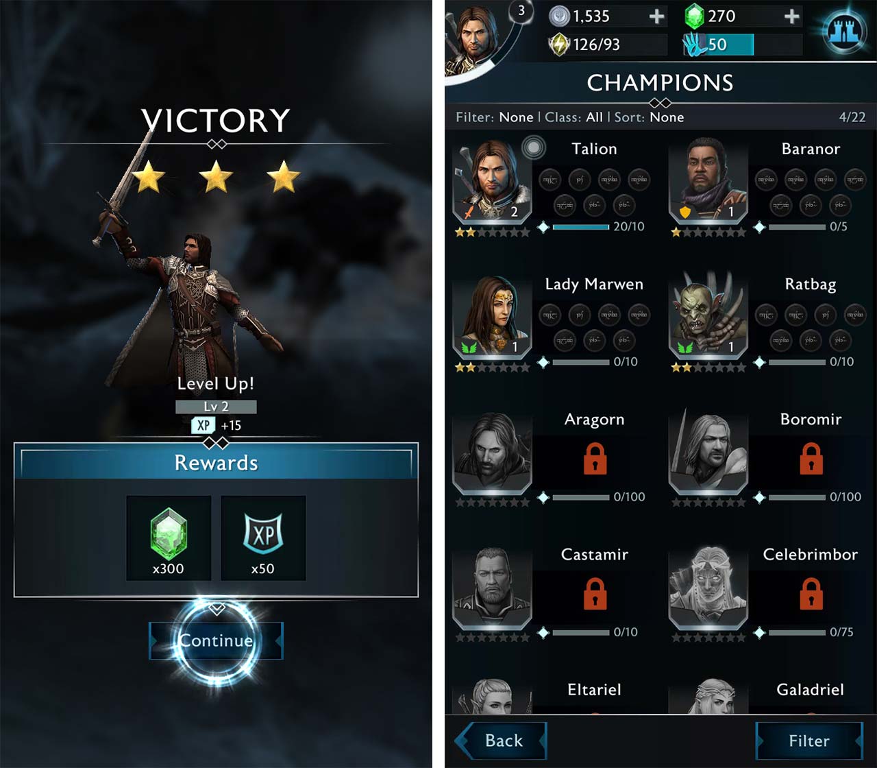 Shadow of War mobile Champions 