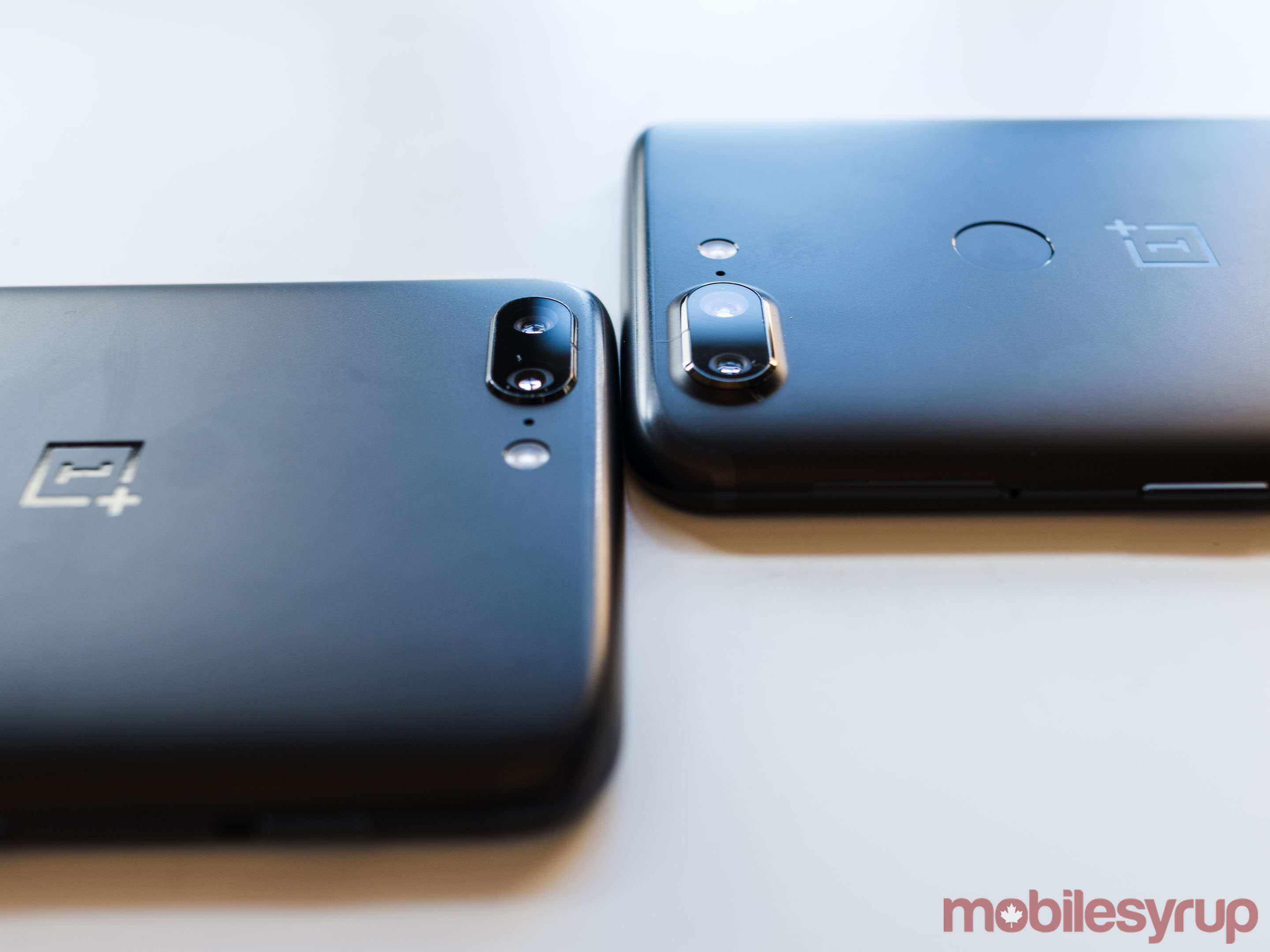 A comparison of the OnePlus 5 and 5T's camera bumps