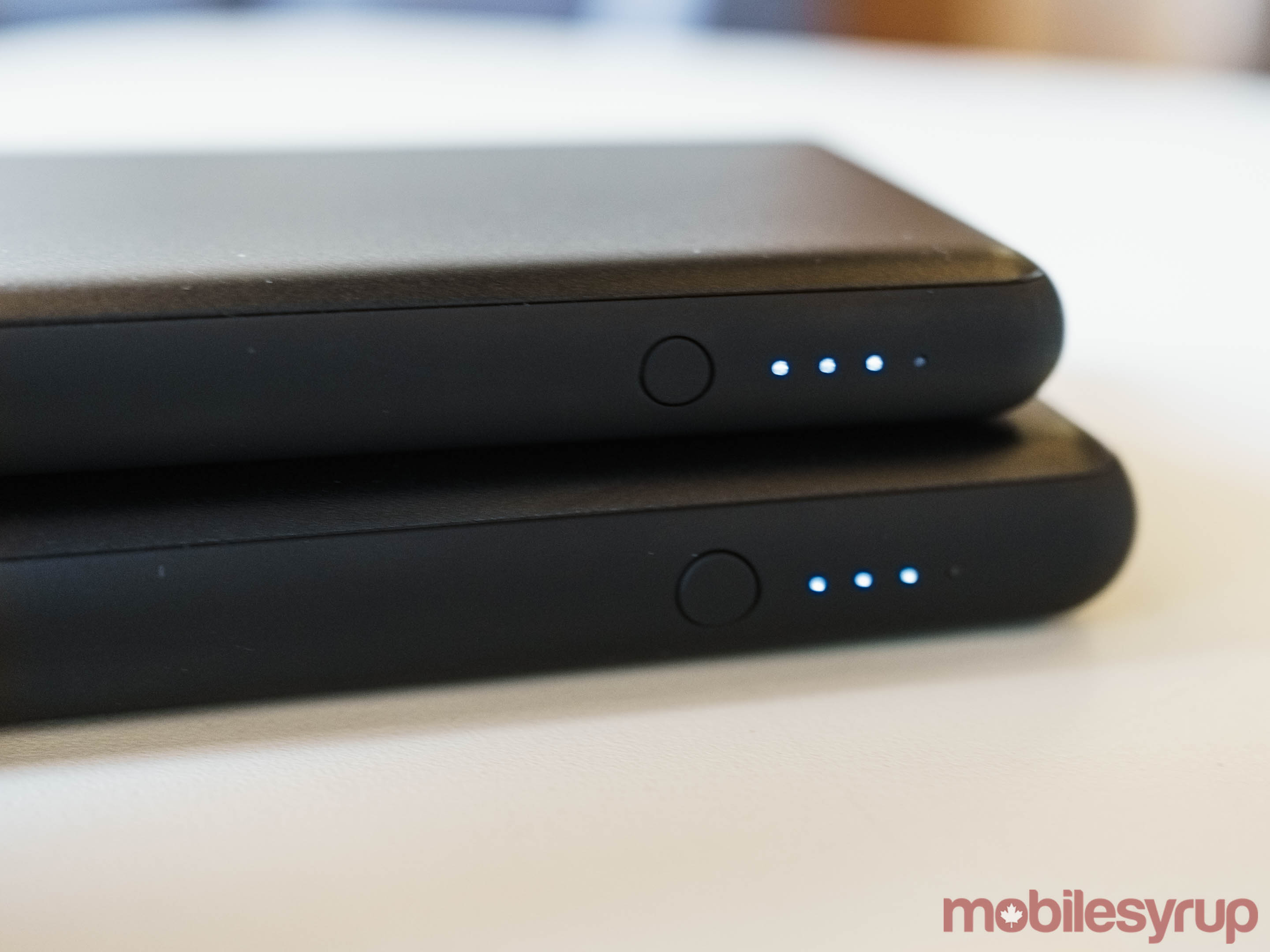 Mophie Powerstation Plus XL and Plus stacked on top of one another
