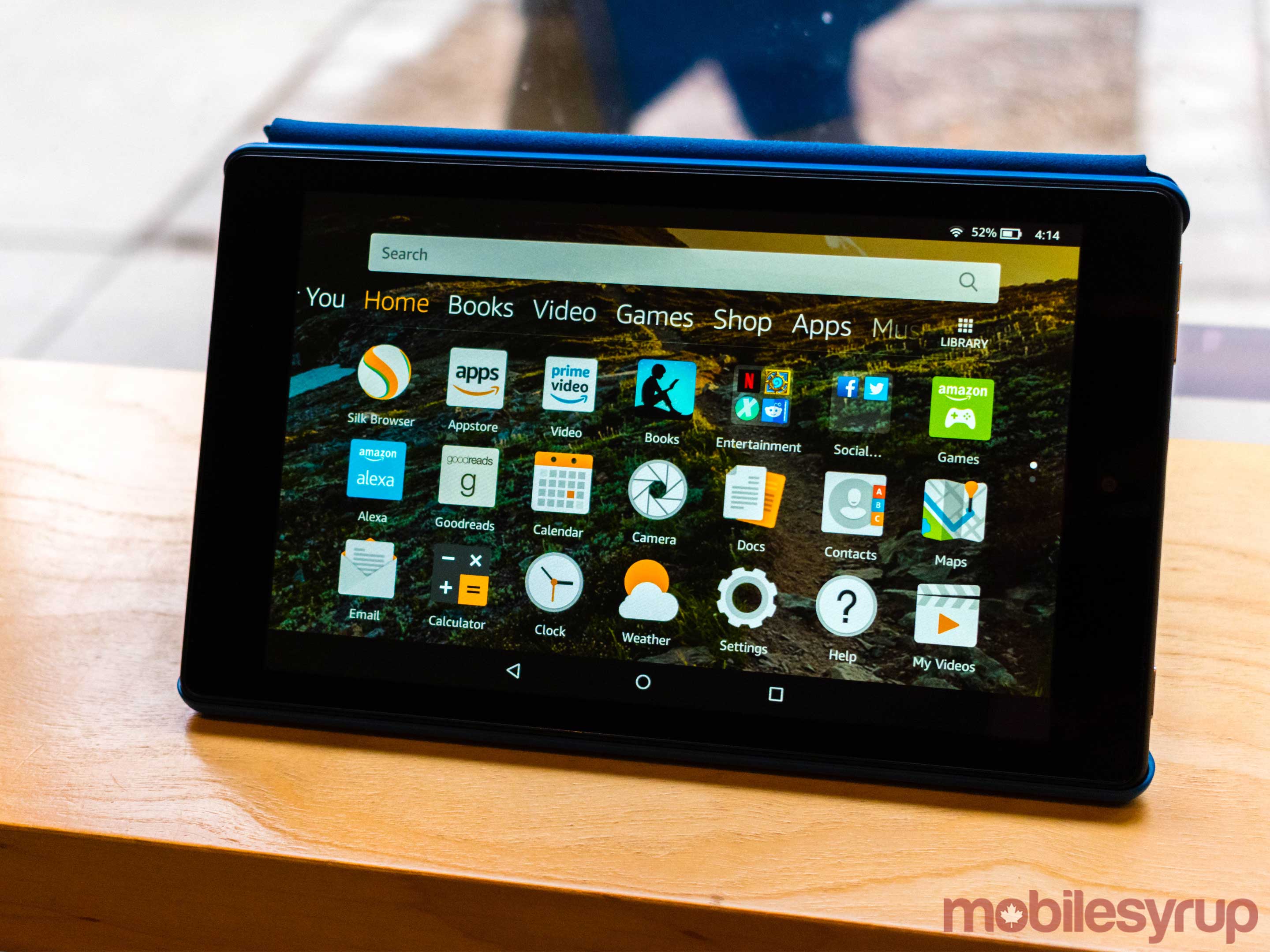 Amazon tablet showing the device's home screen. 