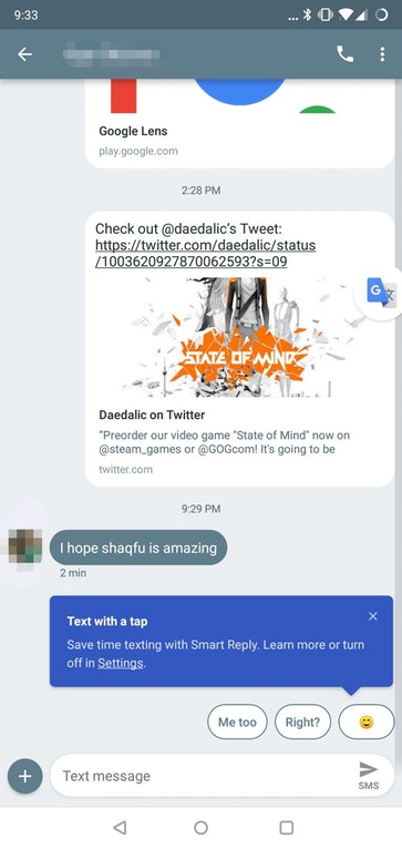 Smart Replies in Android Messages