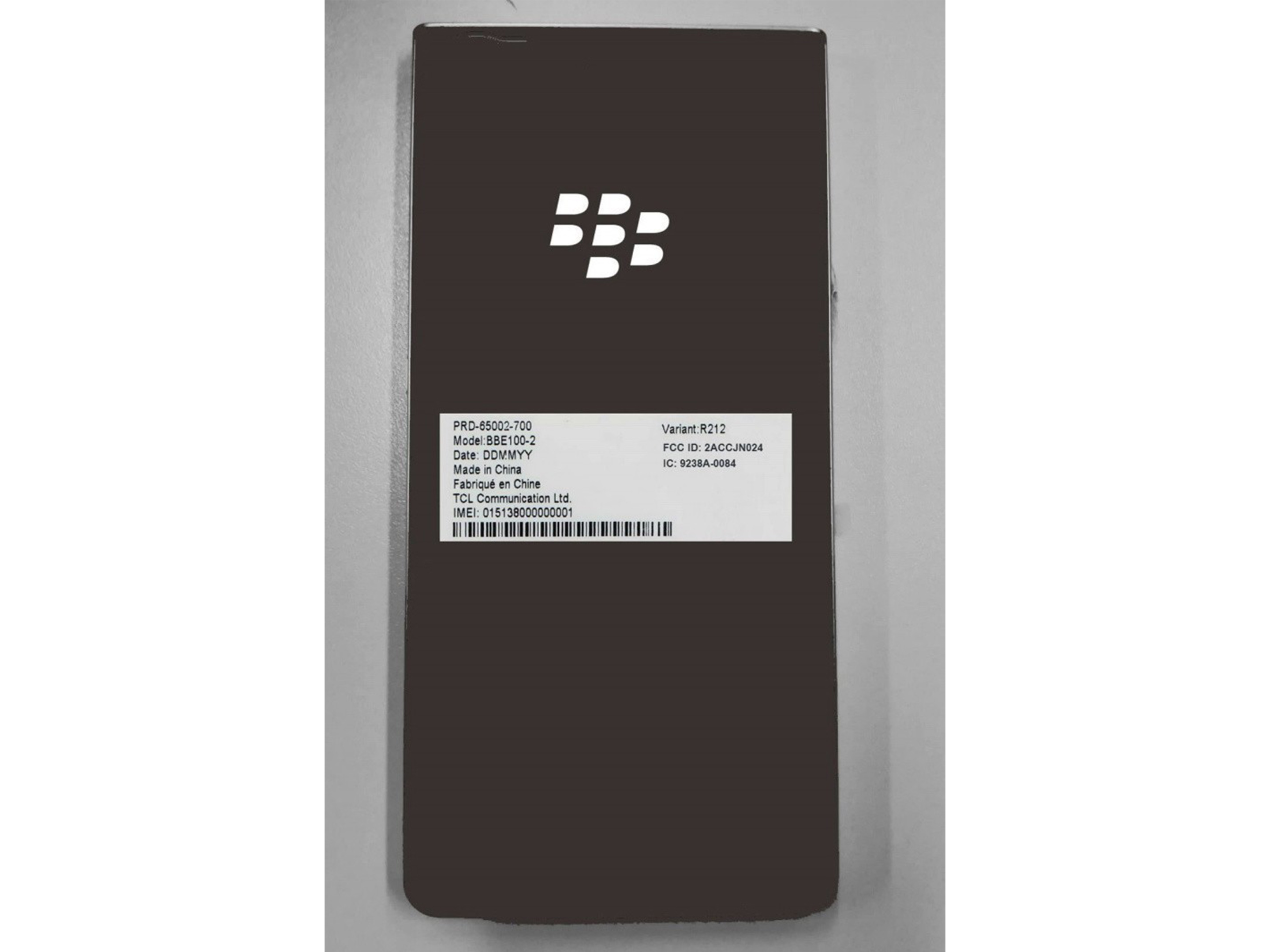 BlackBerry KEY2 FCC filing