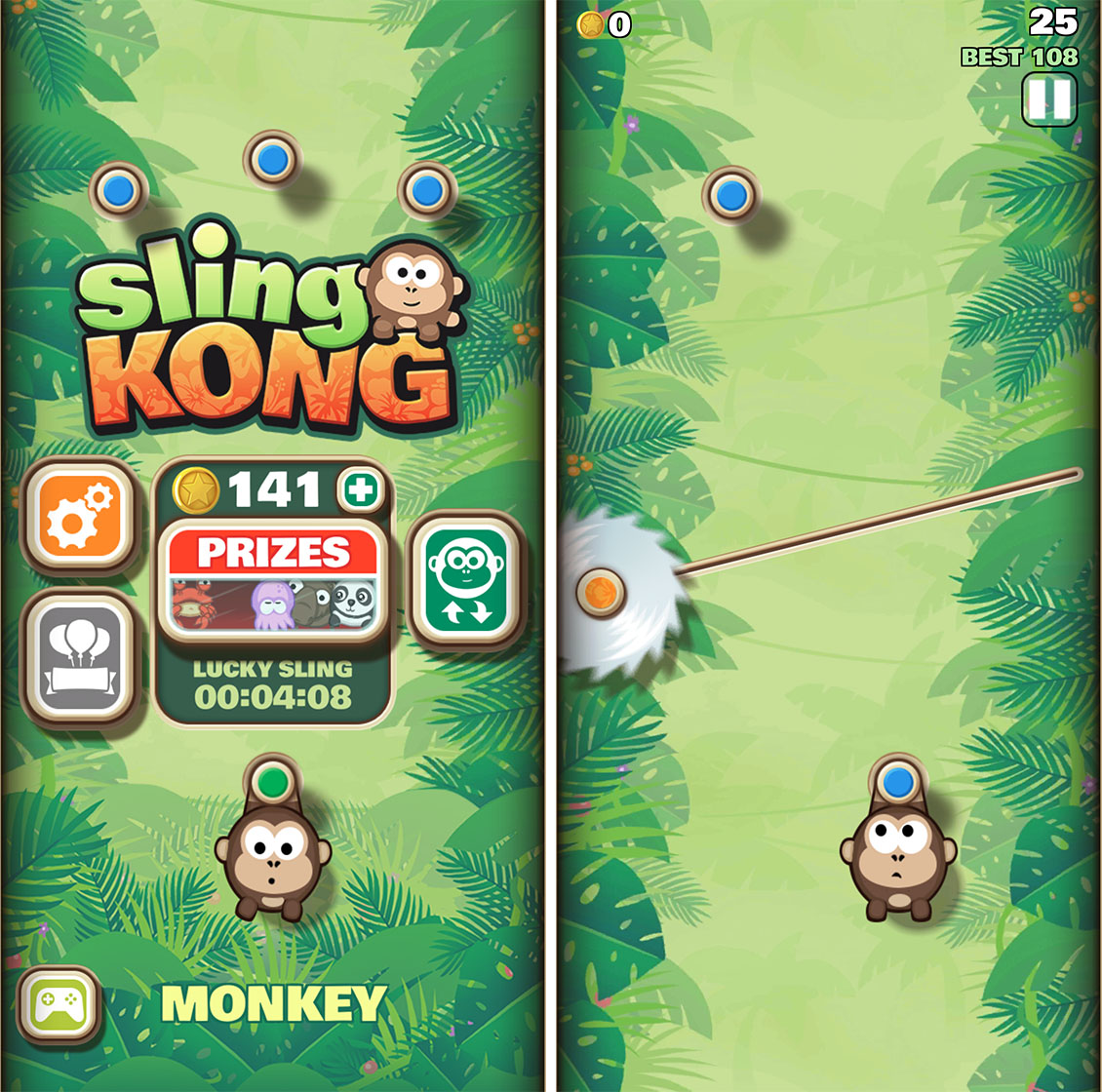 Sling Kong start screen