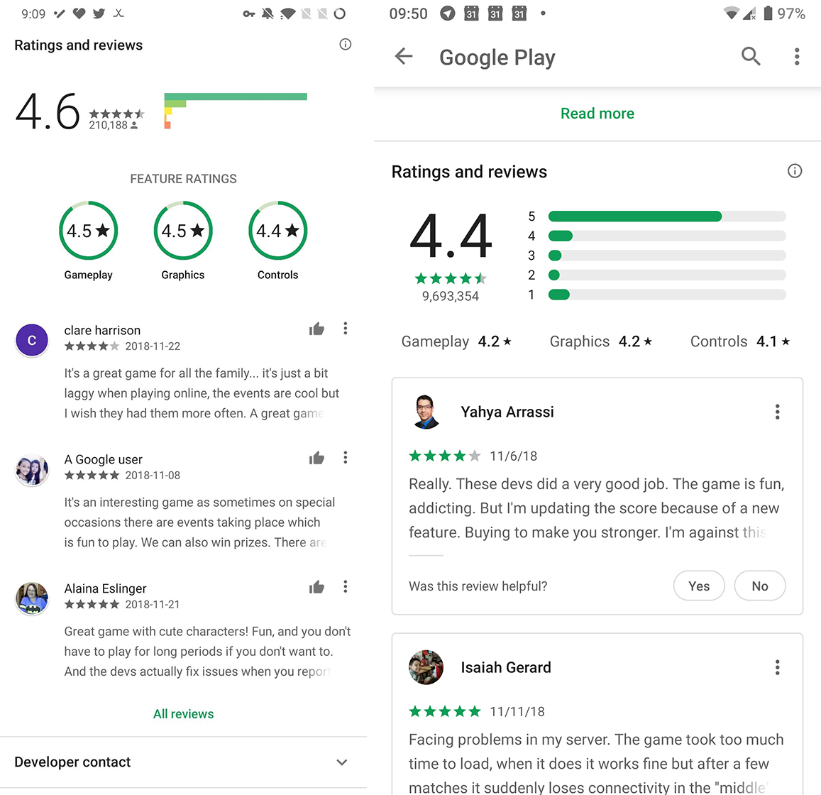 Google Play reviews redesign