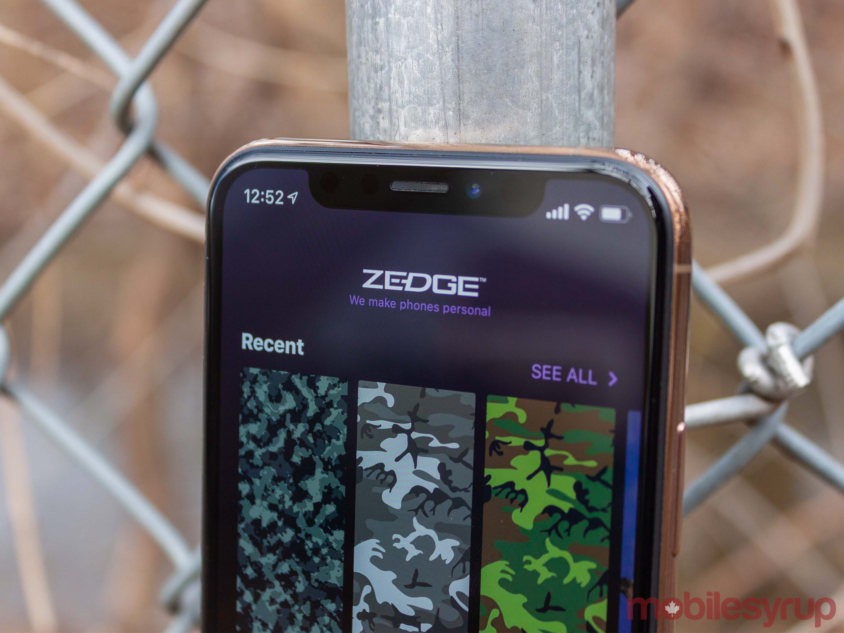Zedge app on iPhone