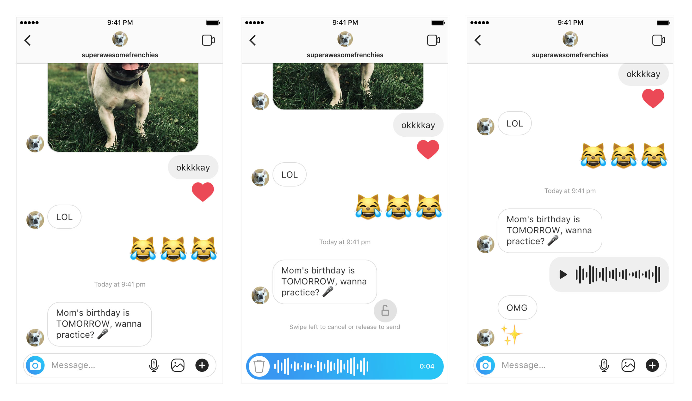Instagram Direct audio messages