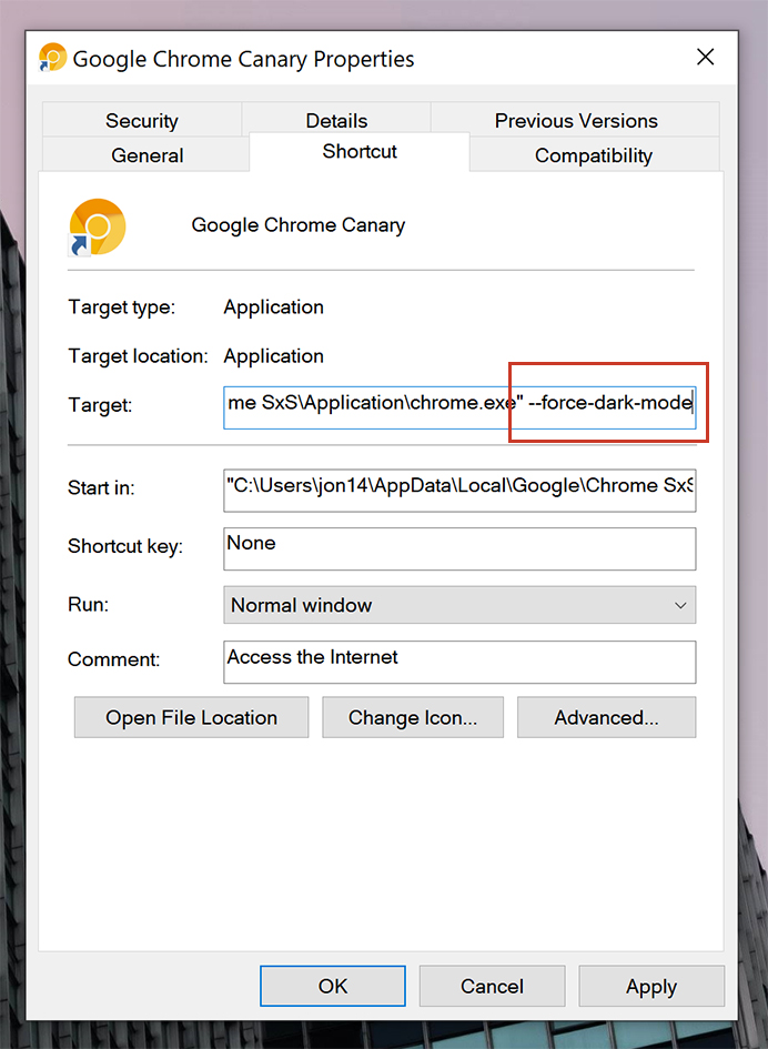 Enabling dark mode in Chrome on Windows 10