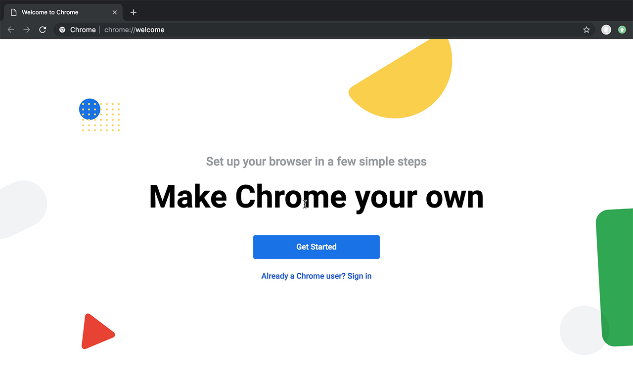 Google Chrome welcome page
