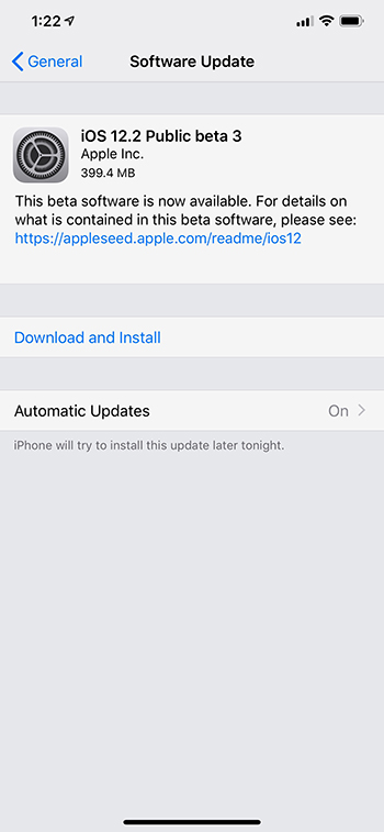 iOS 12.2 beta 3