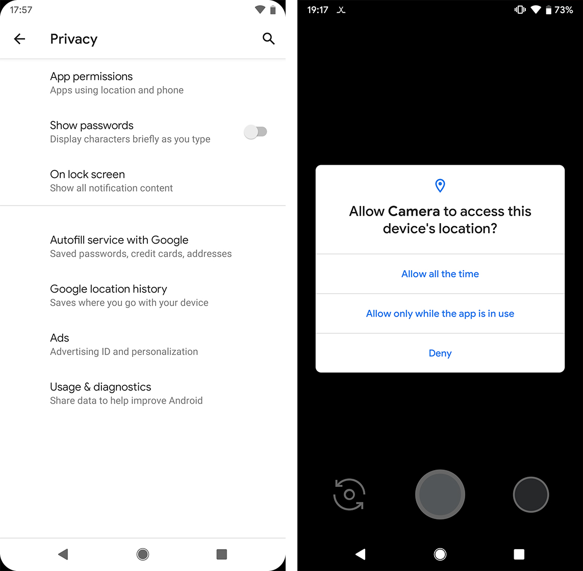 Android Q privacy and location