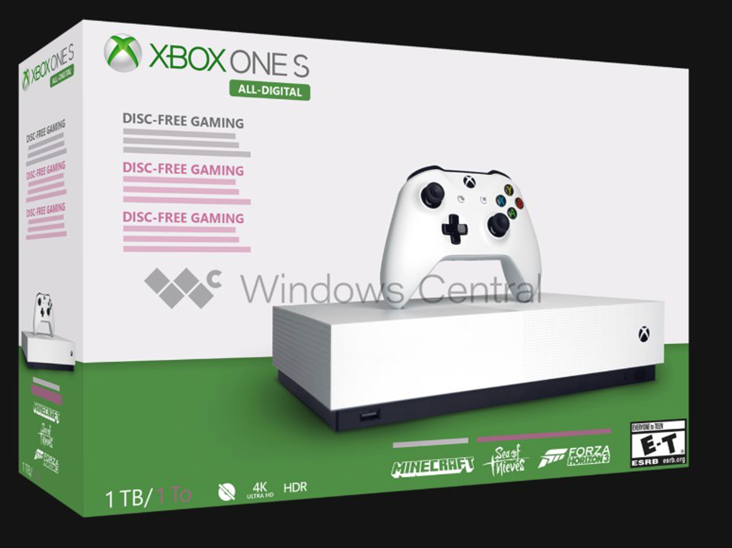 A photoshop mockup of the Xbox One S All-Digital edition