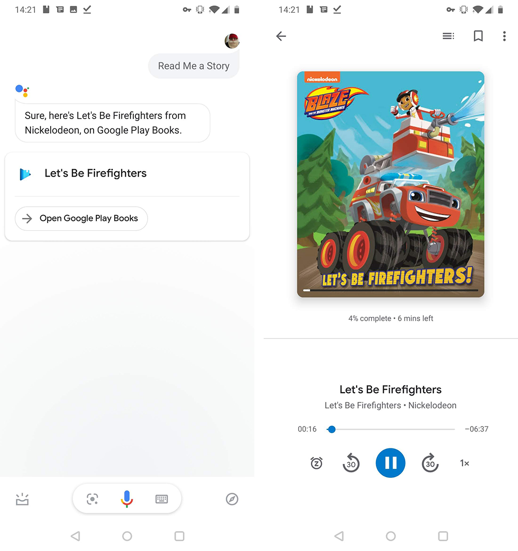 Google Assistant read me a story
