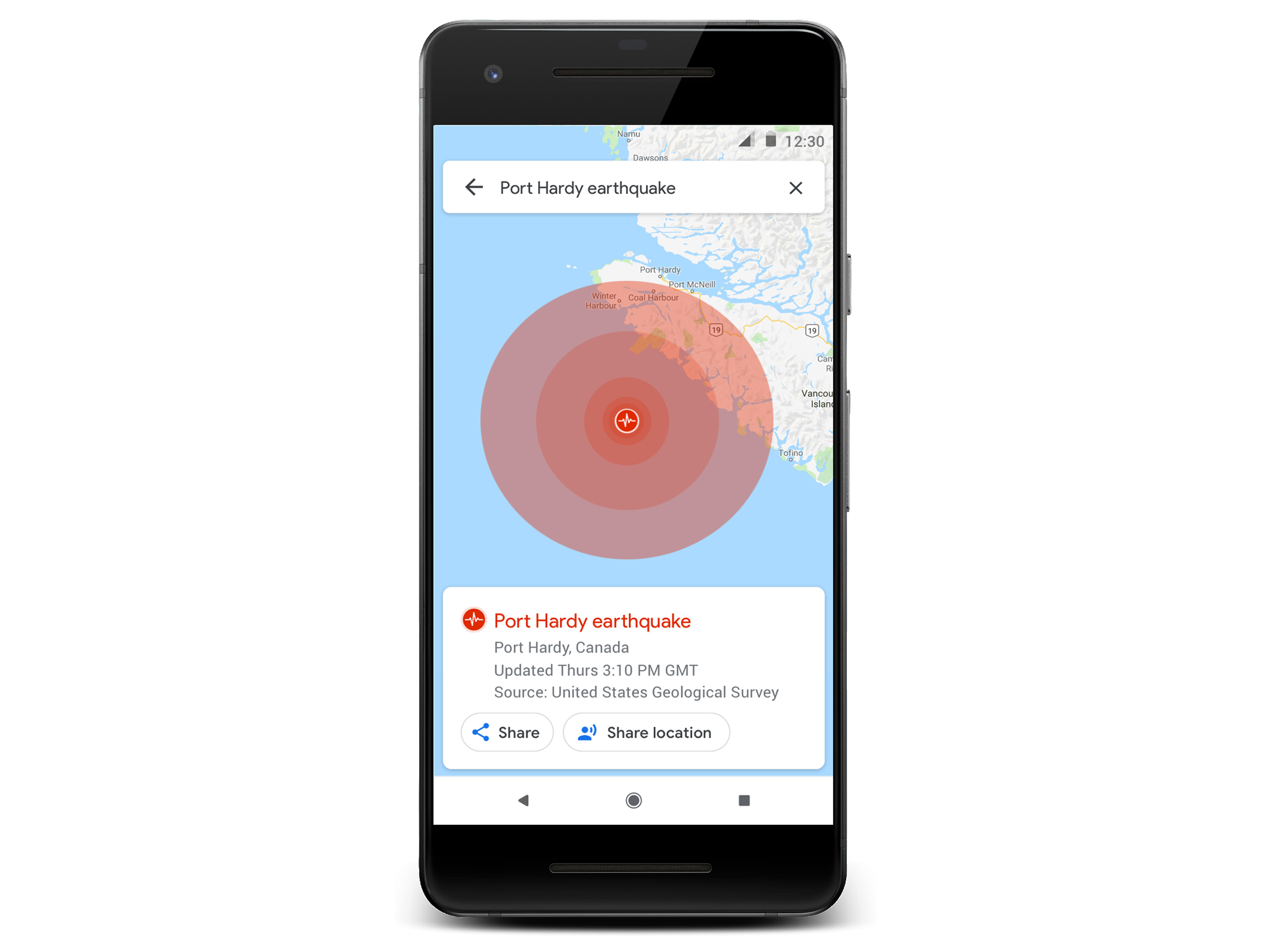 Google Maps SOS Alert with Shakemap