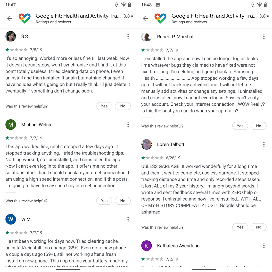 Google Fit Play Store review