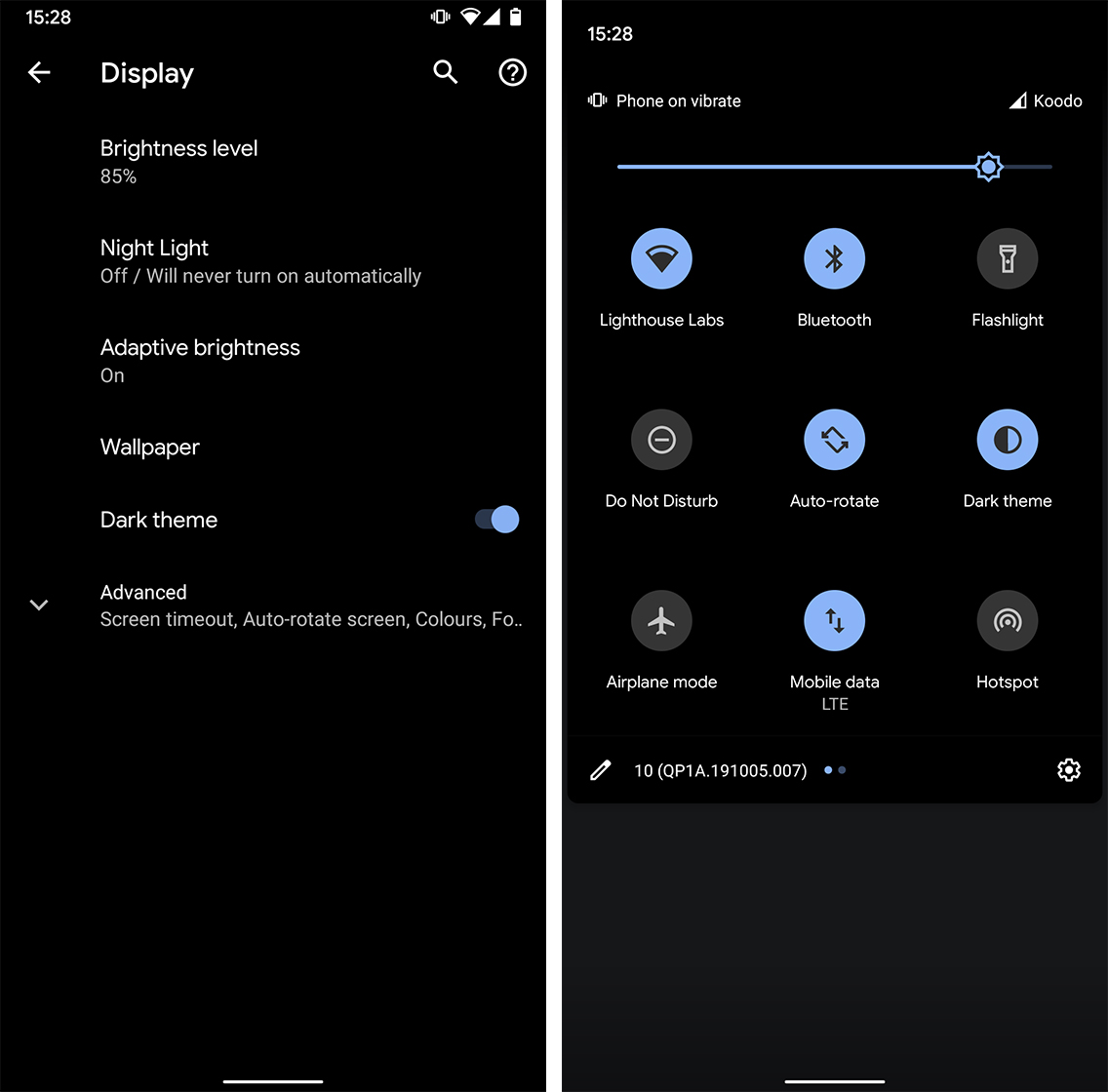 Android 10 dark mode