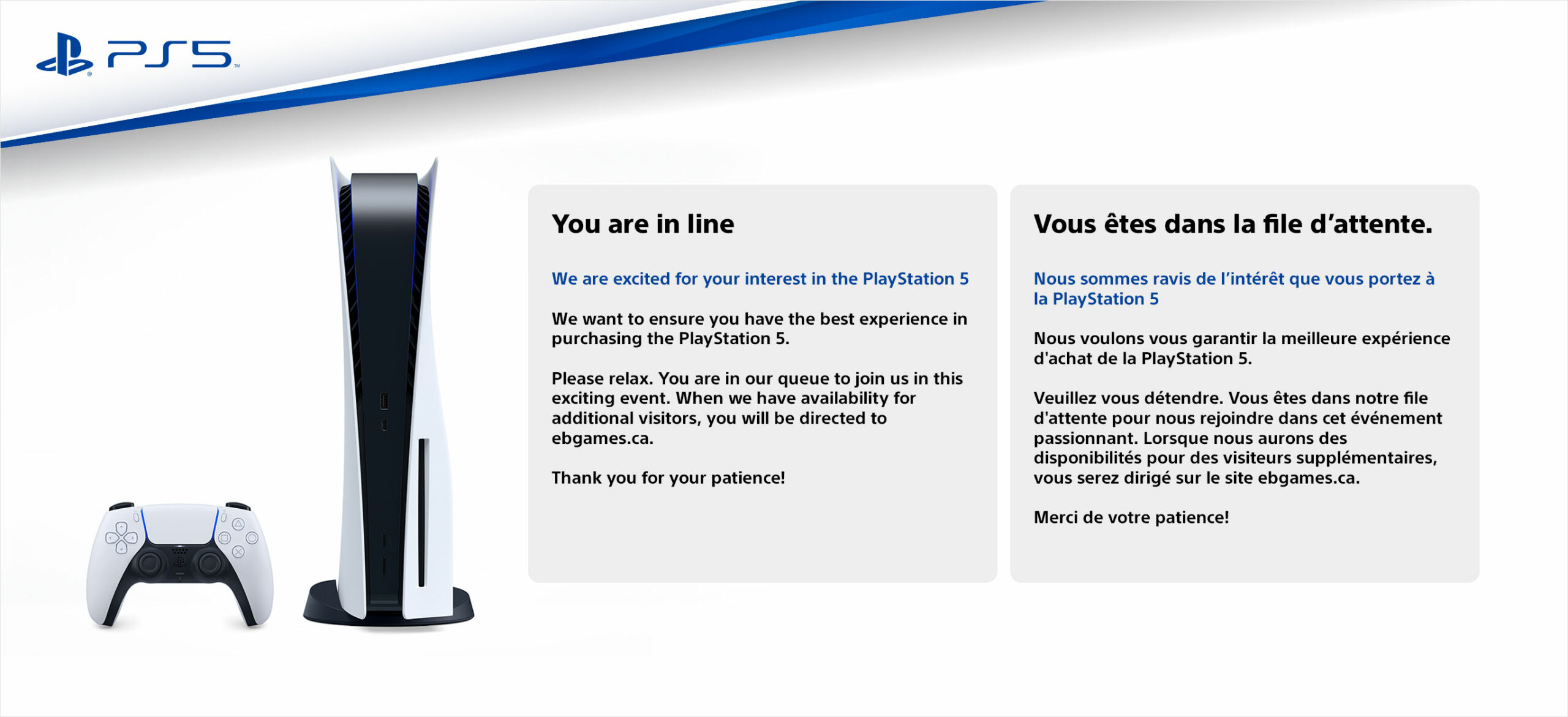 PlayStation 5 EB games waiting room 