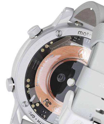 Image of Moto 360 with a clear back panel