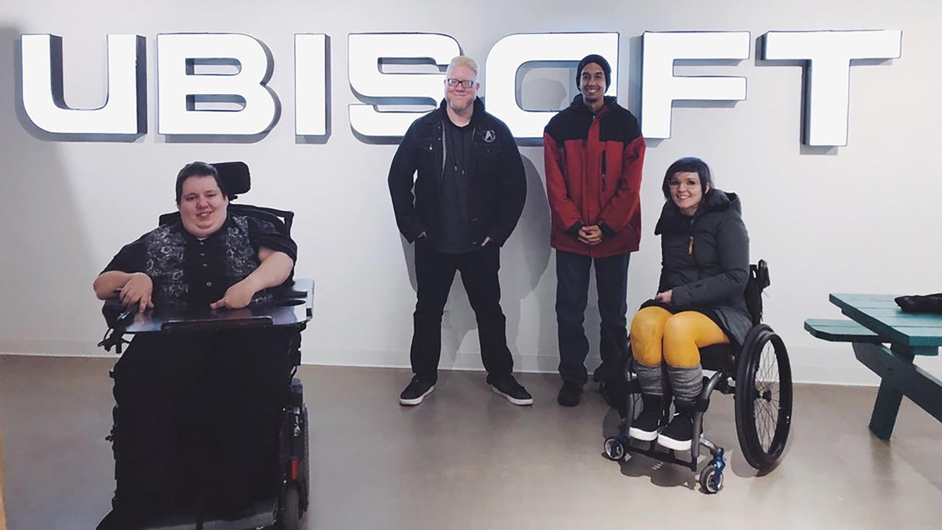Steve Saylor and other accessibility consultants in a Ubisoft office