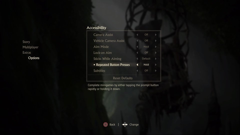 Uncharted 4 accessibility menu