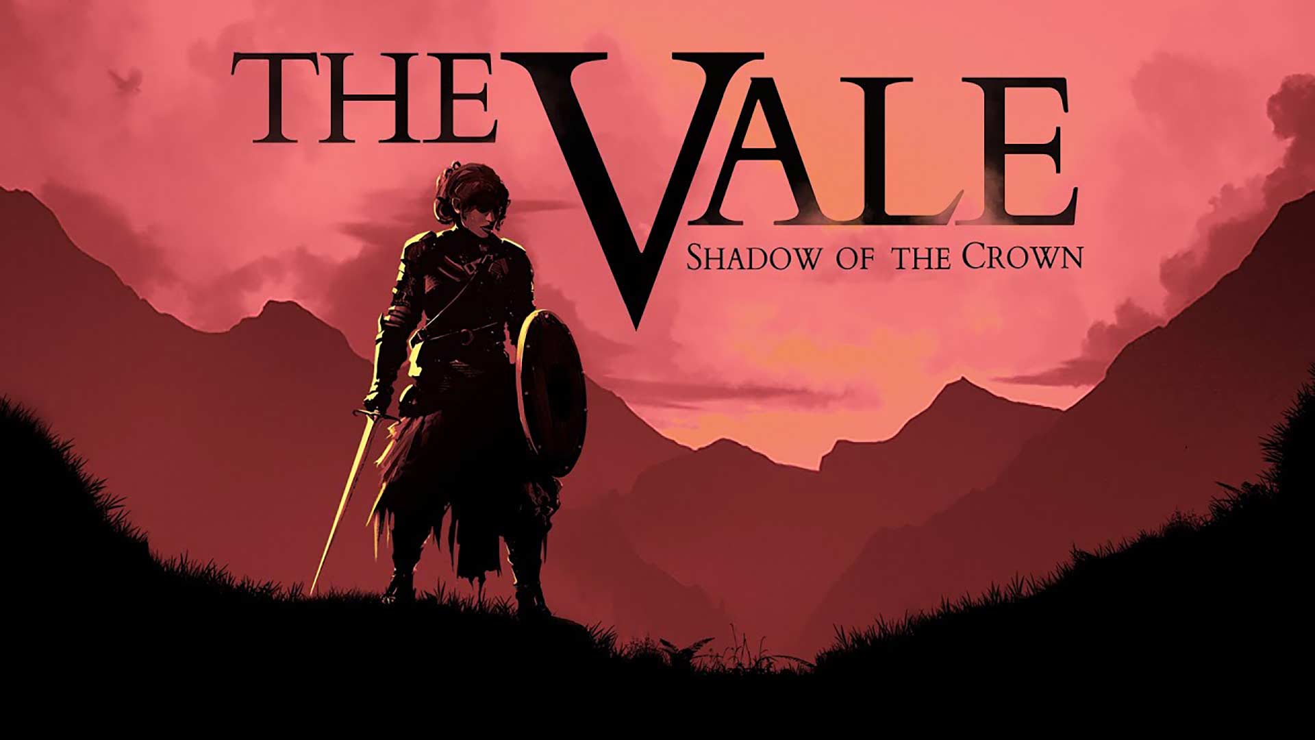The Vale: Shadow of the Crown poster (a knight looks out into a canyon)