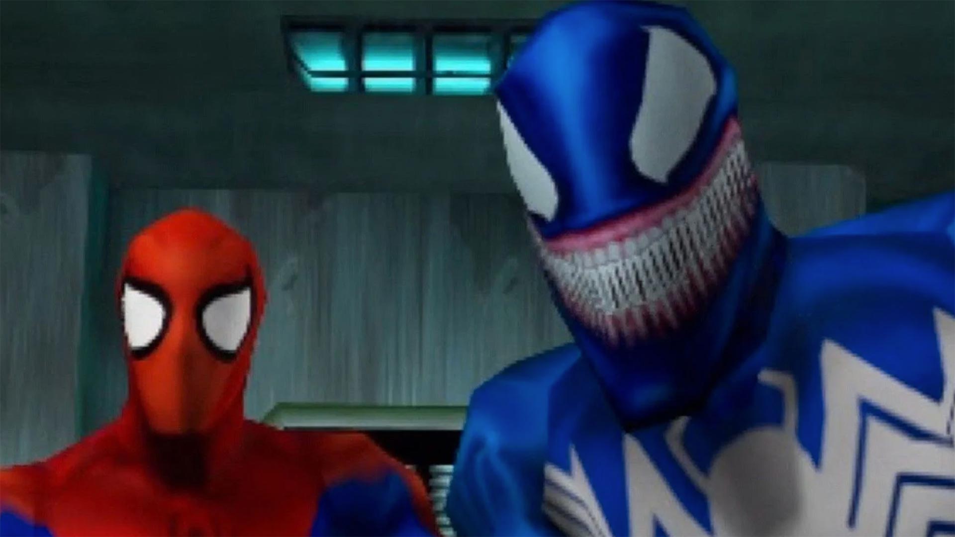 Spider-Man and Venom in the PS1 Spider-Man game