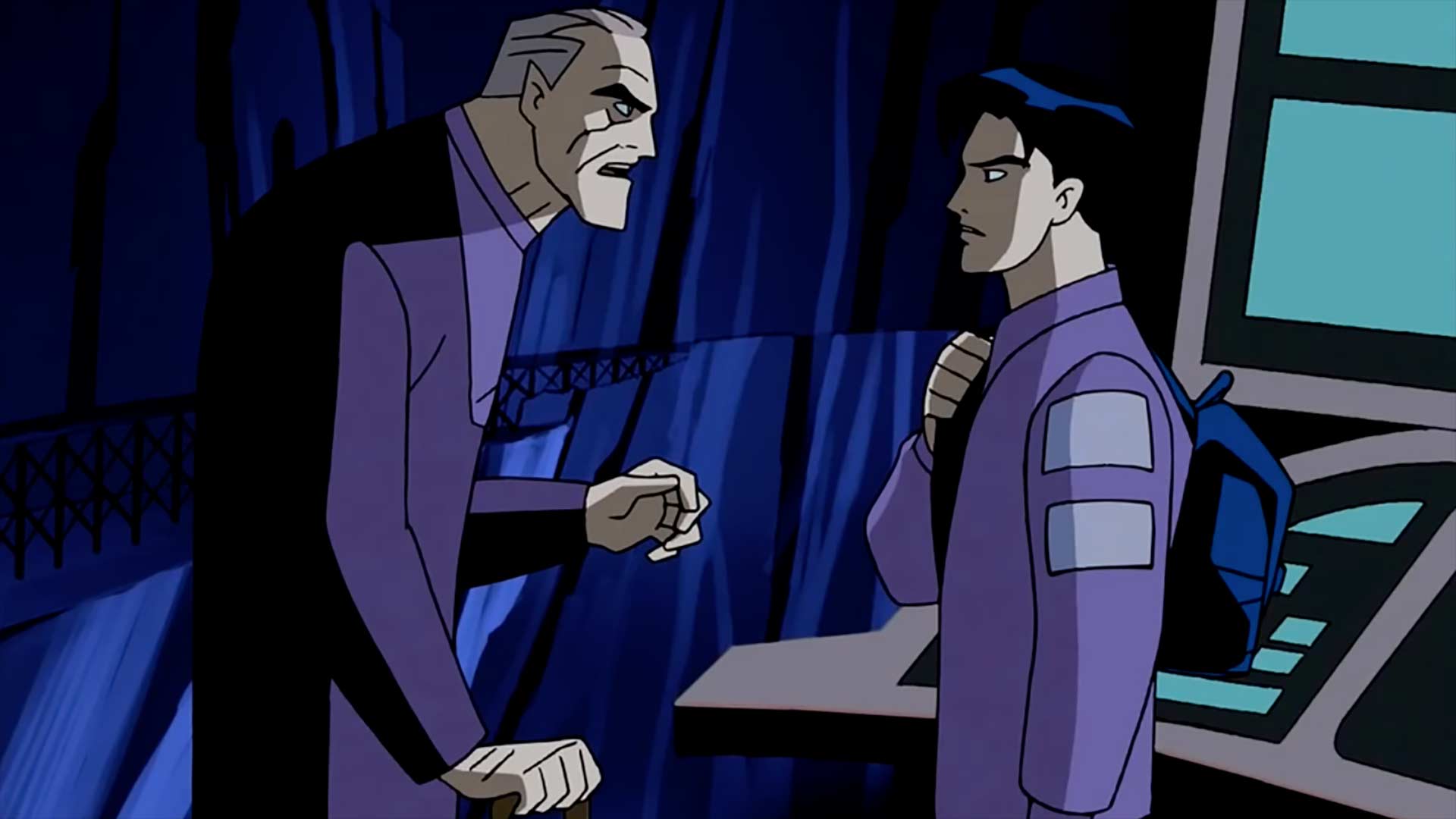 Bruce talks to Terry in the Batcave in Batman Beyond: Return of the Joker.