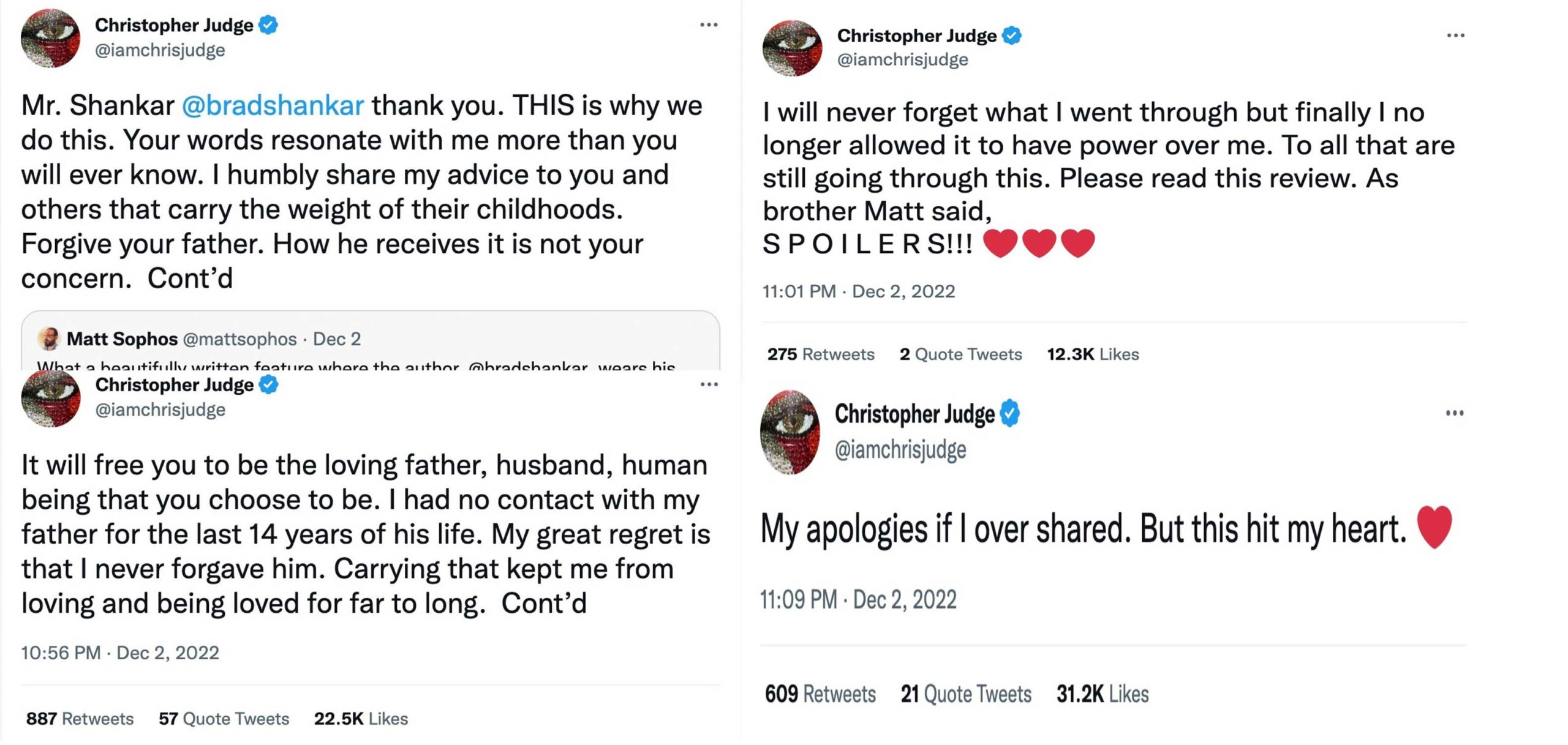 Christopher Judge tweets
