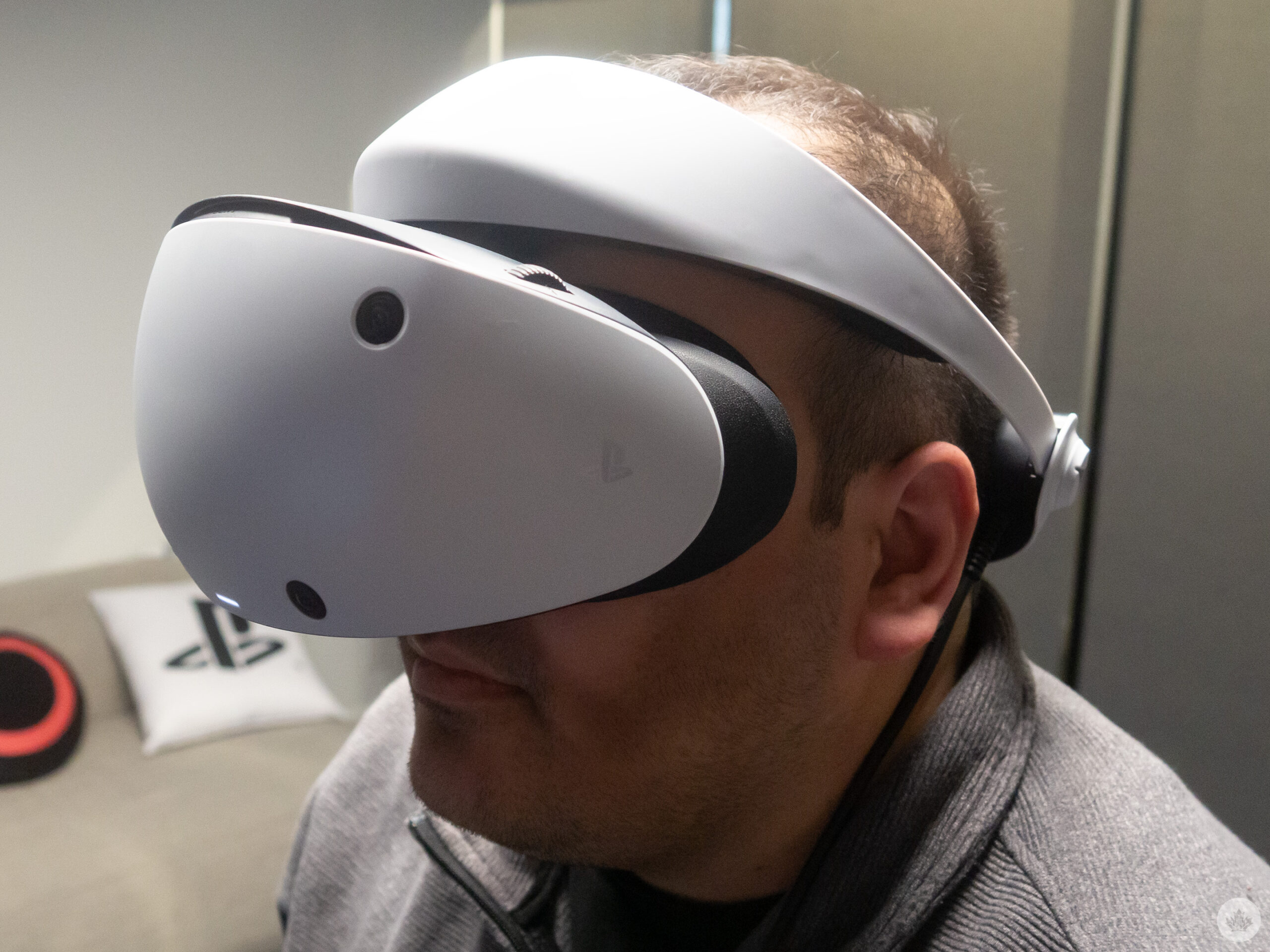 PlayStation VR2 headset on head